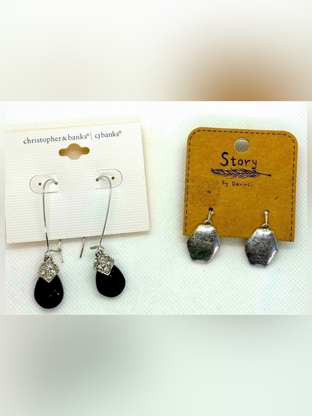 DANGLE EARRINGS (TWO SETS SILVER TONE)
